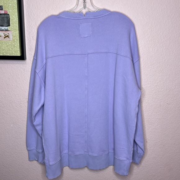 Aerie Purple Distressed Oversized Going Off The Rails Sweatshirt - Picture 7 of 7